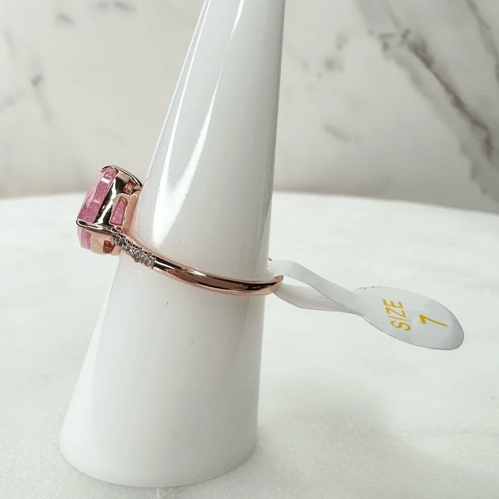 Bomb Party Original More Than Iconic Pink Ice Crystal Ring RBP6653 NWT Size 7